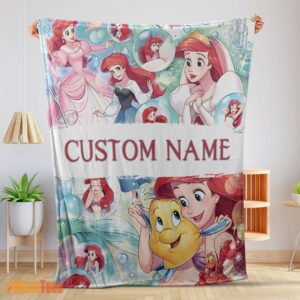 Happy The Little Mermaid Blanket Ariel Princess Fleece Family Princess Customized Blanket