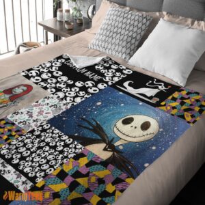 Alternative view of Happy The Nightmare Before Christmas Jack Skellington Sally Zero Halloween Customized Blanket