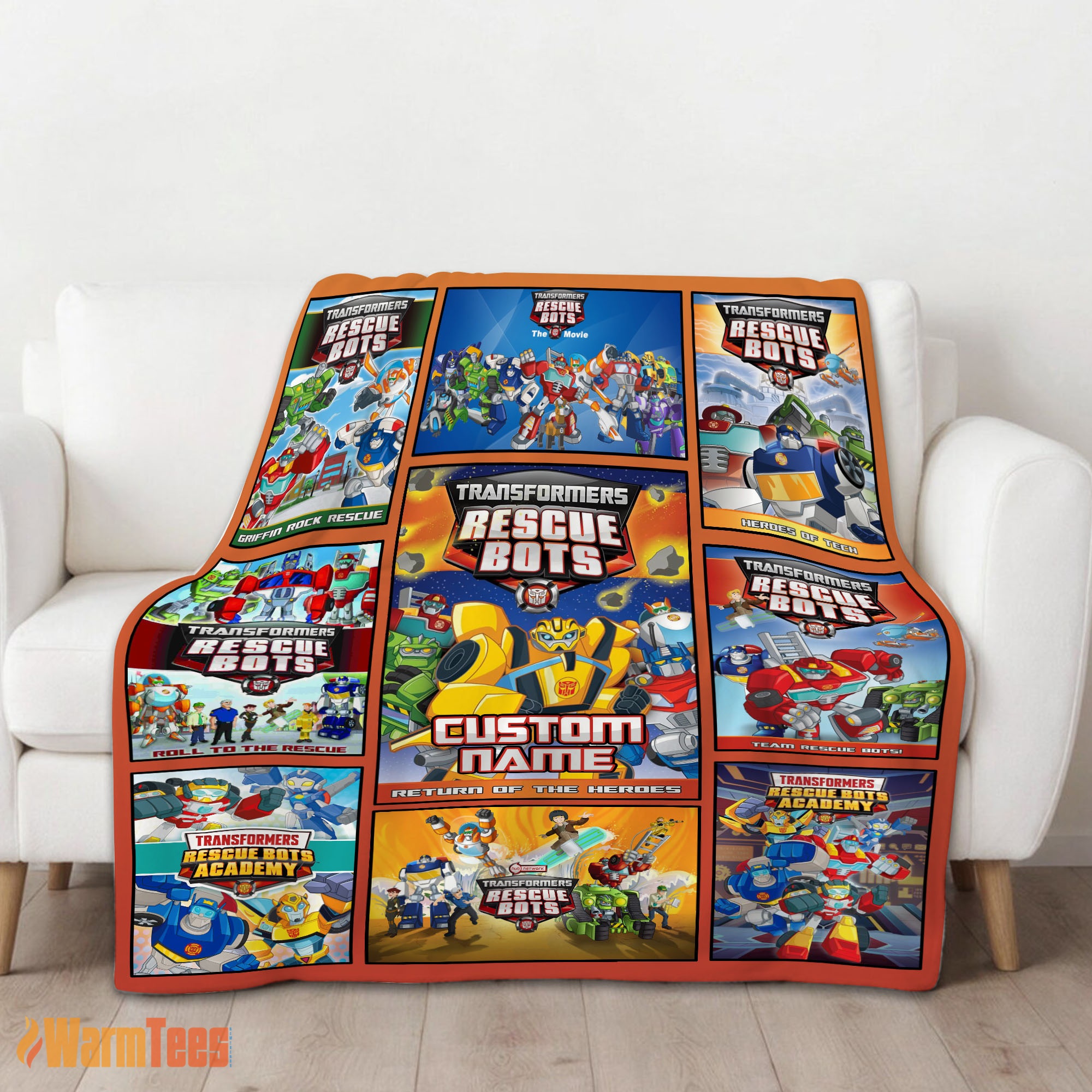 Happy Transformer Rescue Bots Collage Poster Blanket Fleece Customized Blanket - Image 2