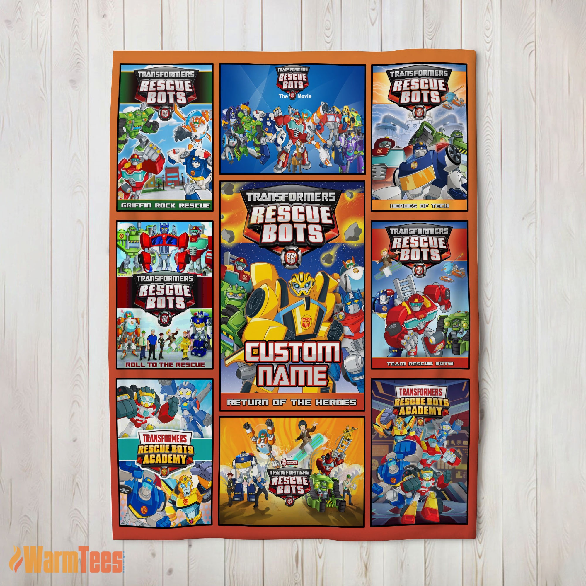 Happy Transformer Rescue Bots Collage Poster Blanket Fleece Customized Blanket