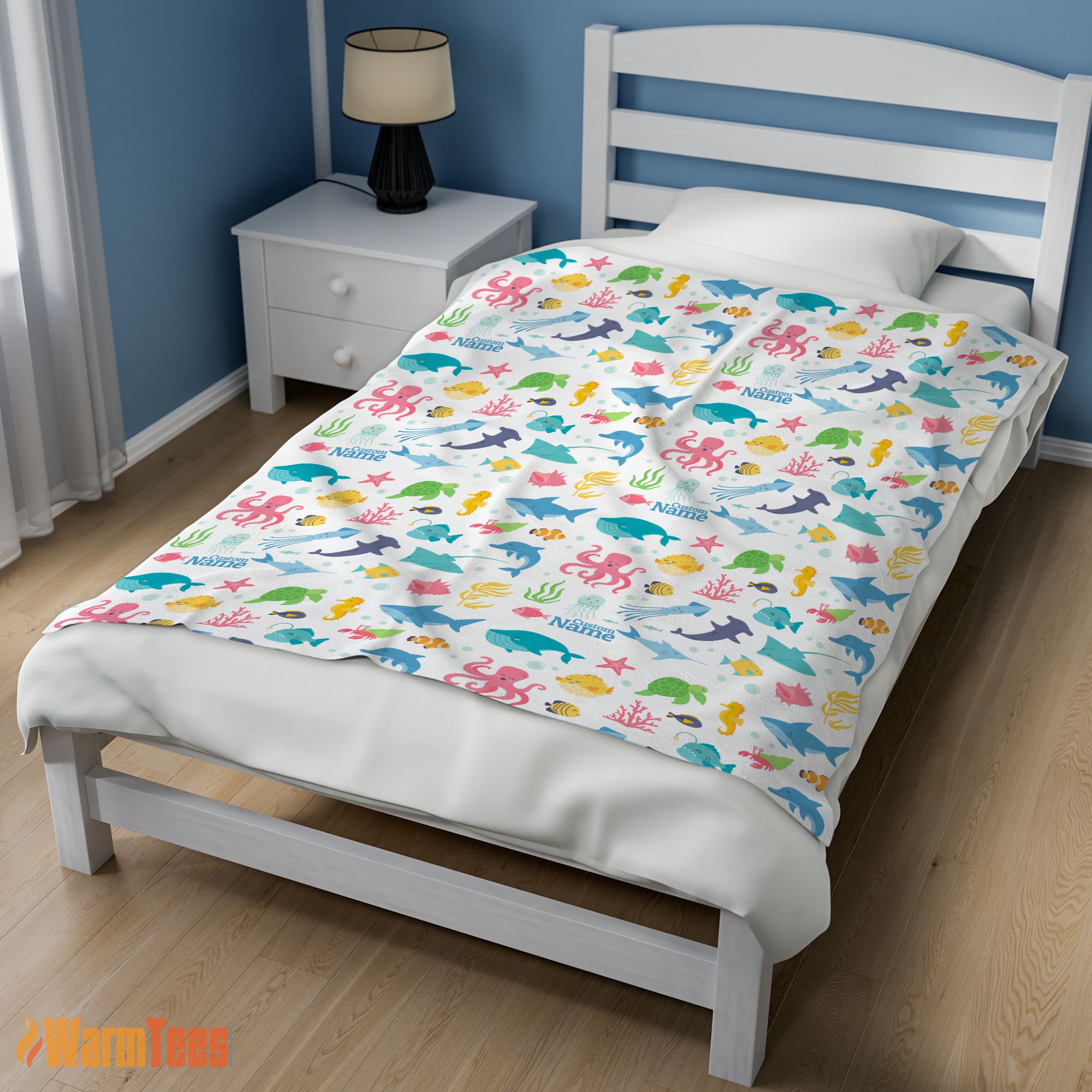 Happy Under The Sea Pattern Blanket Fleece Customized Blanket - Image 3