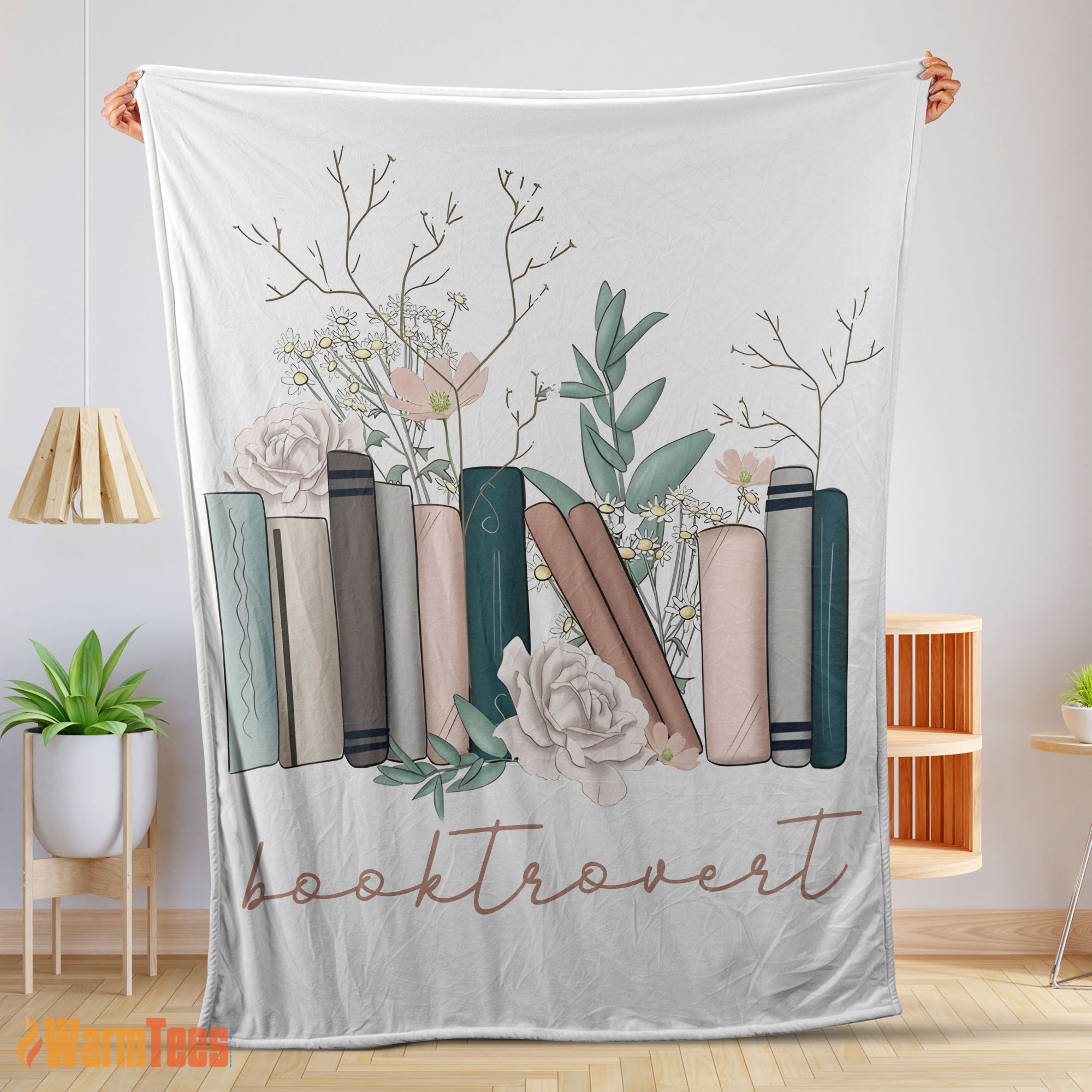 Happy Vintage Floral Book Lover Blanket Fleece