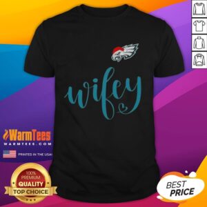 Happy Wifey Philadelphia Eagles Santa Hat Merry Christmas T-Shirt