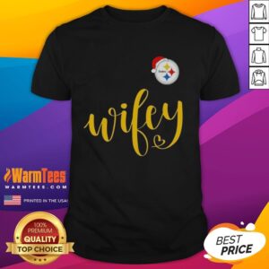 Happy Wifey Pittsburgh Steelers Santa Hat Merry Christmas T-Shirt