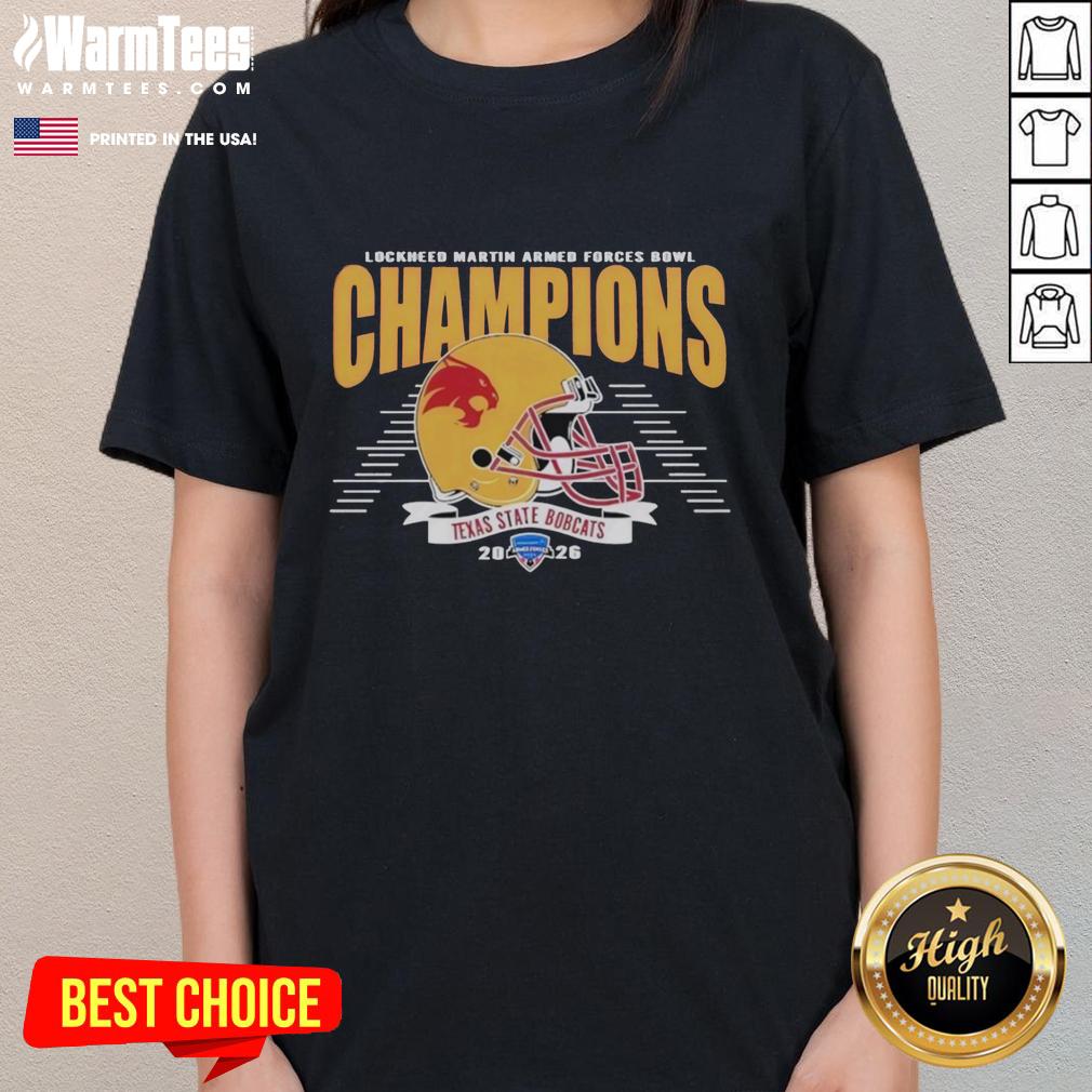 Hot 2026 Armed Forces Bowl Celebrate Texas State Bobcats Football Champions T-Shirt - Image 3