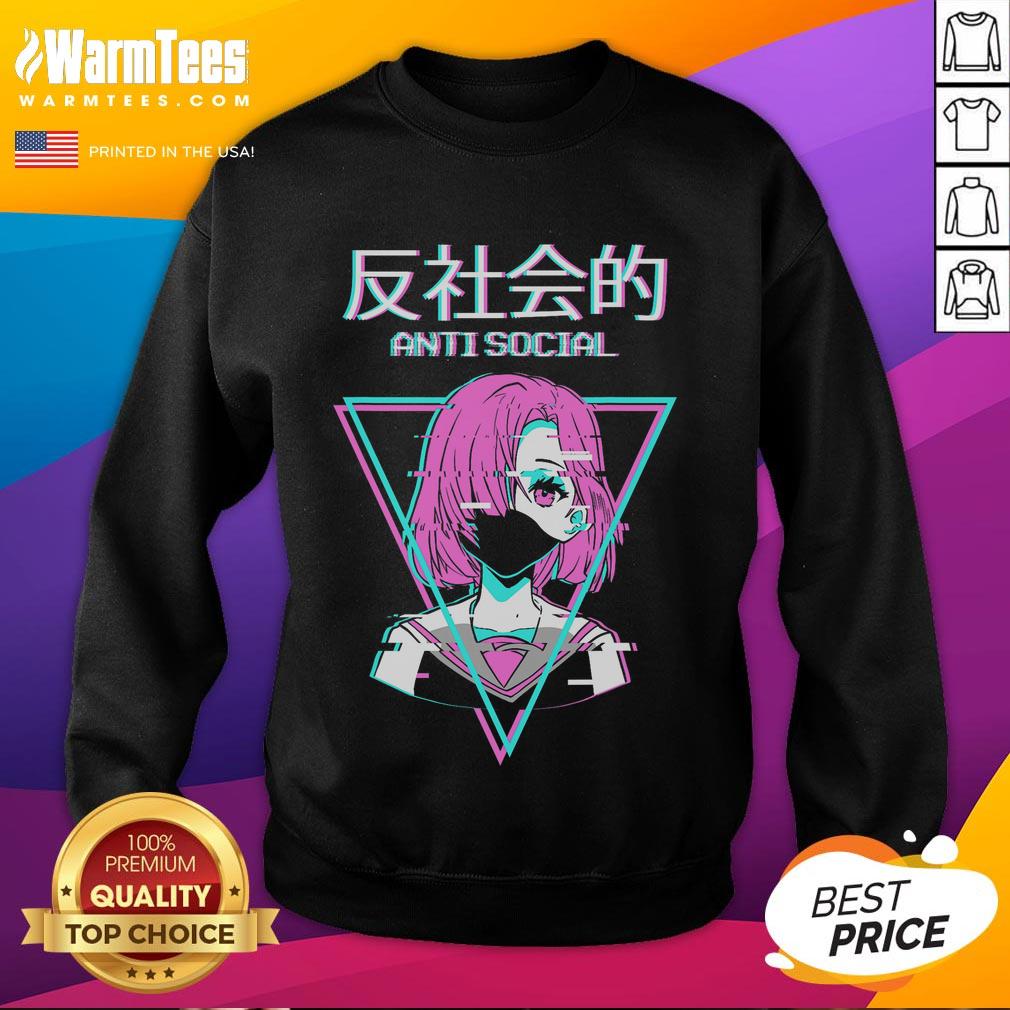 Hot Antisocial Vaporwave Anime Girl Japanese T-Shirt - Image 5
