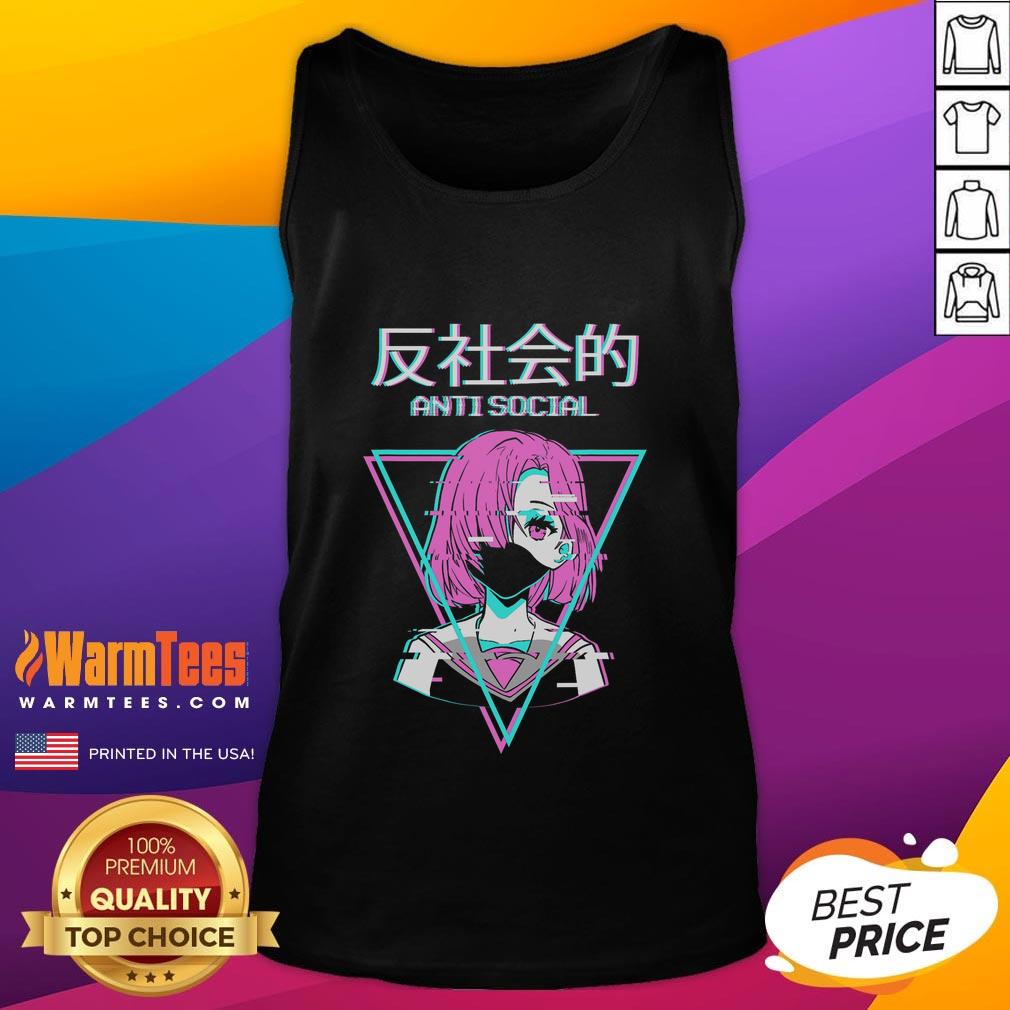 Hot Antisocial Vaporwave Anime Girl Japanese T-Shirt - Image 4
