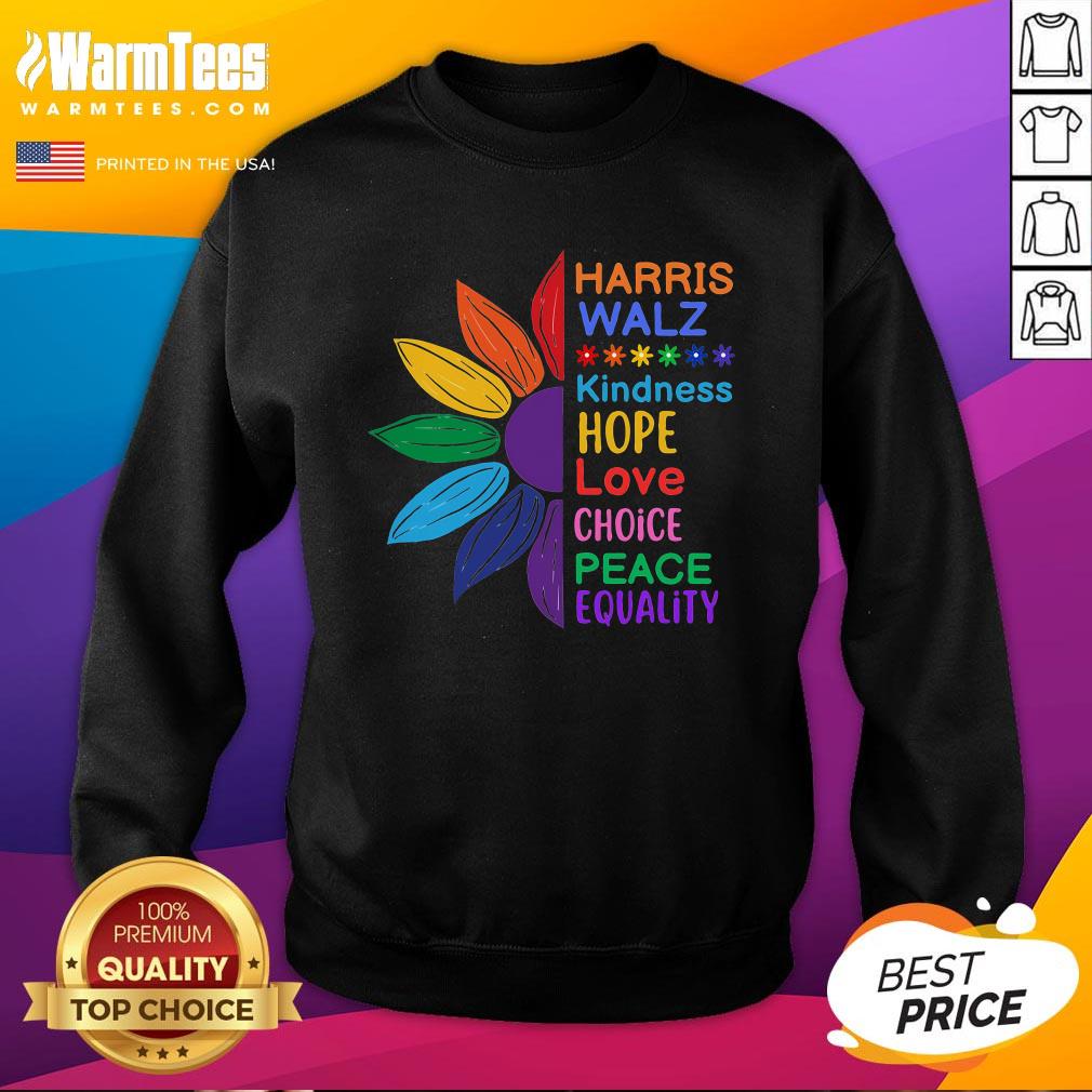 Hot Harris Walz Diversity Rainbow Daisy Sunflower Vote Blue T-Shirt - Image 4