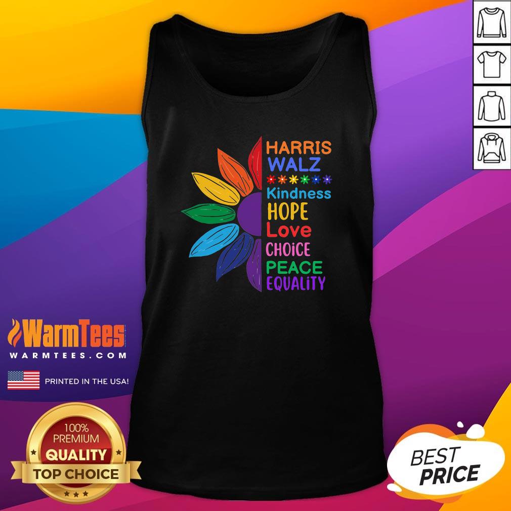 Hot Harris Walz Diversity Rainbow Daisy Sunflower Vote Blue T-Shirt - Image 5
