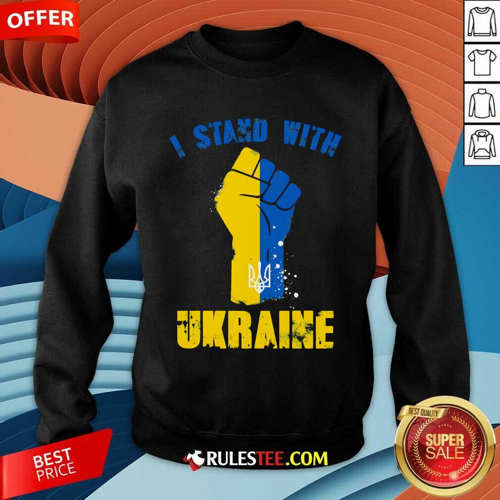 Hot I Stand With Ukraine Fist Trident Support T-Shirt - Image 3