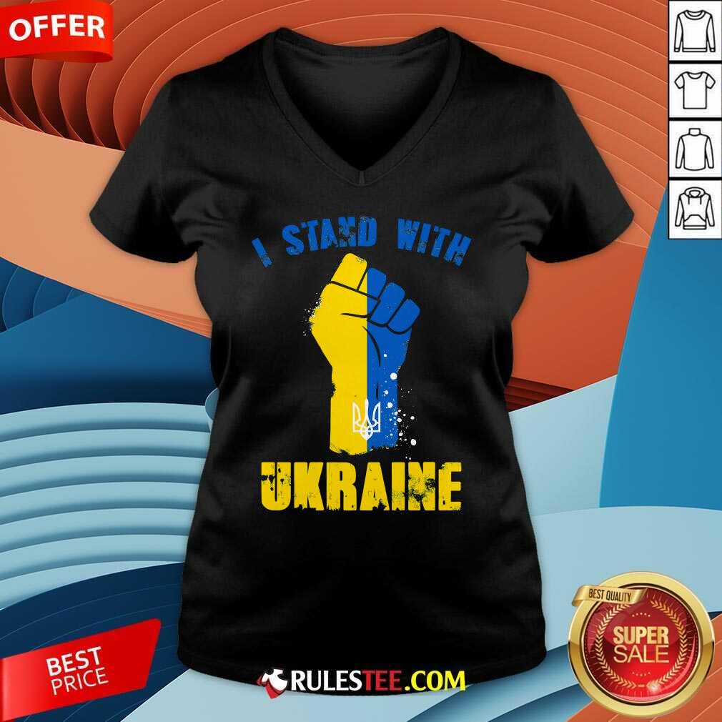 Hot I Stand With Ukraine Fist Trident Support T-Shirt - Image 4