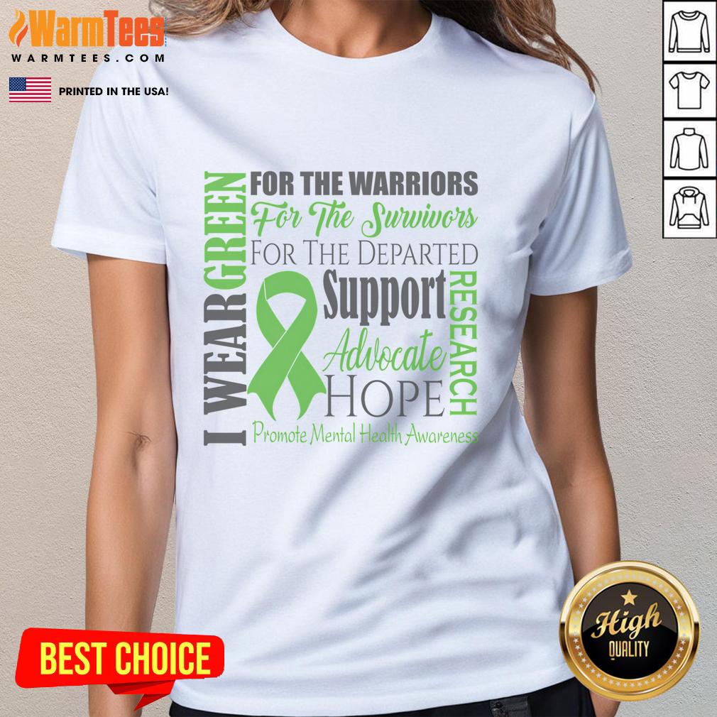 Hot Mental Health Matters Awareness Green Ribbon T-Shirt - Image 3