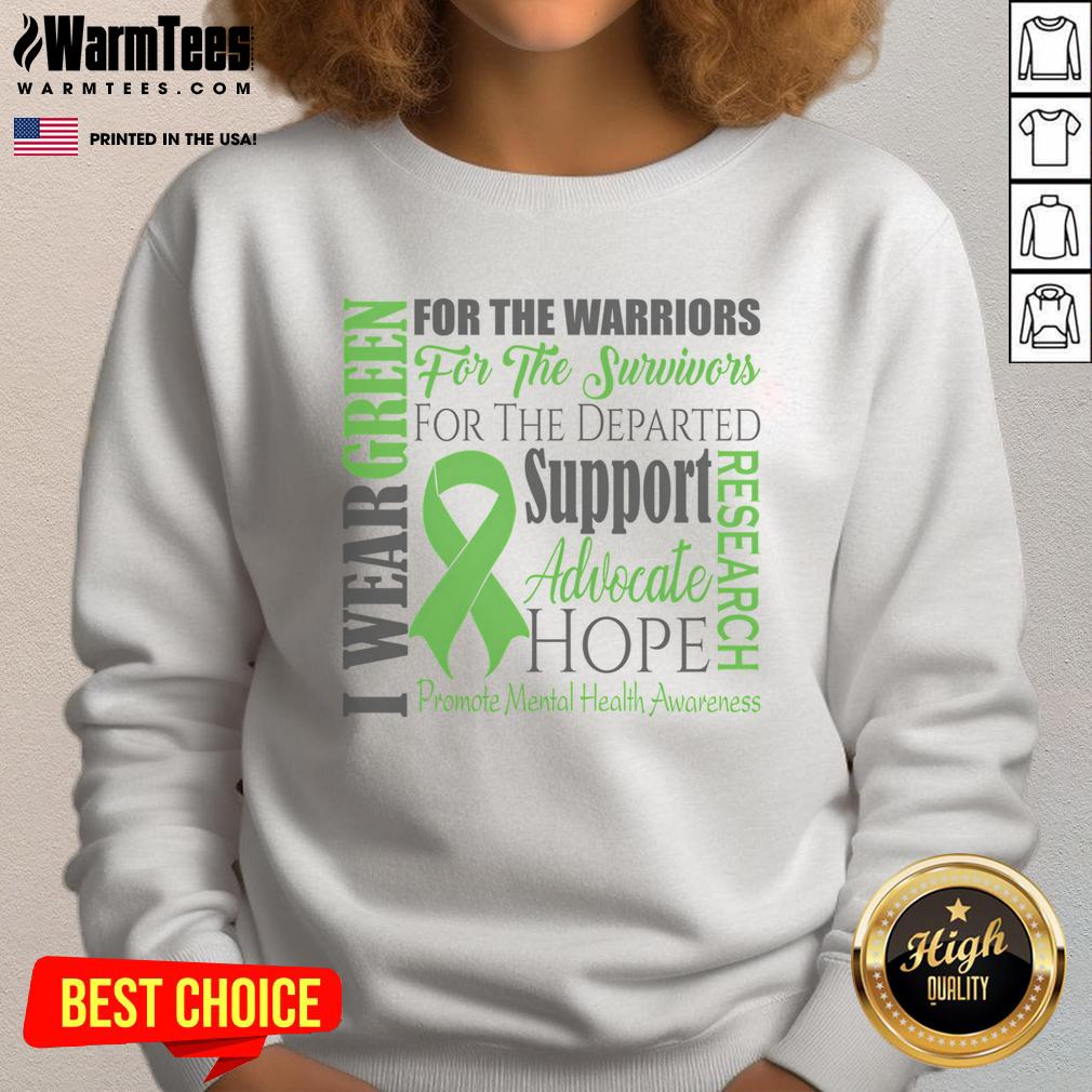 Hot Mental Health Matters Awareness Green Ribbon T-Shirt - Image 5
