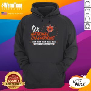 Alternative view of Hot Nine Time National Champions Auburn Tigers Football Logo T-Shirt