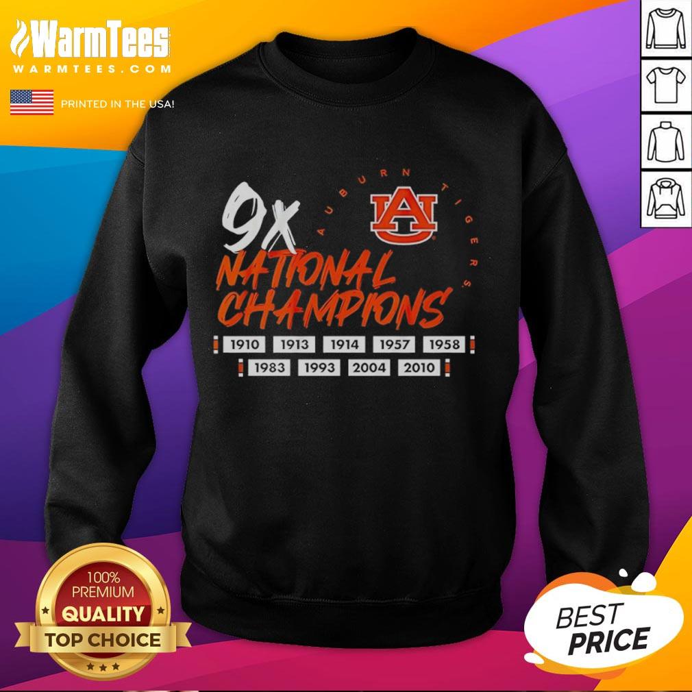 Hot Nine Time National Champions Auburn Tigers Football Logo T-Shirt - Image 5