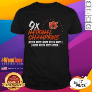 Hot Nine Time National Champions Auburn Tigers Football Logo T-Shirt