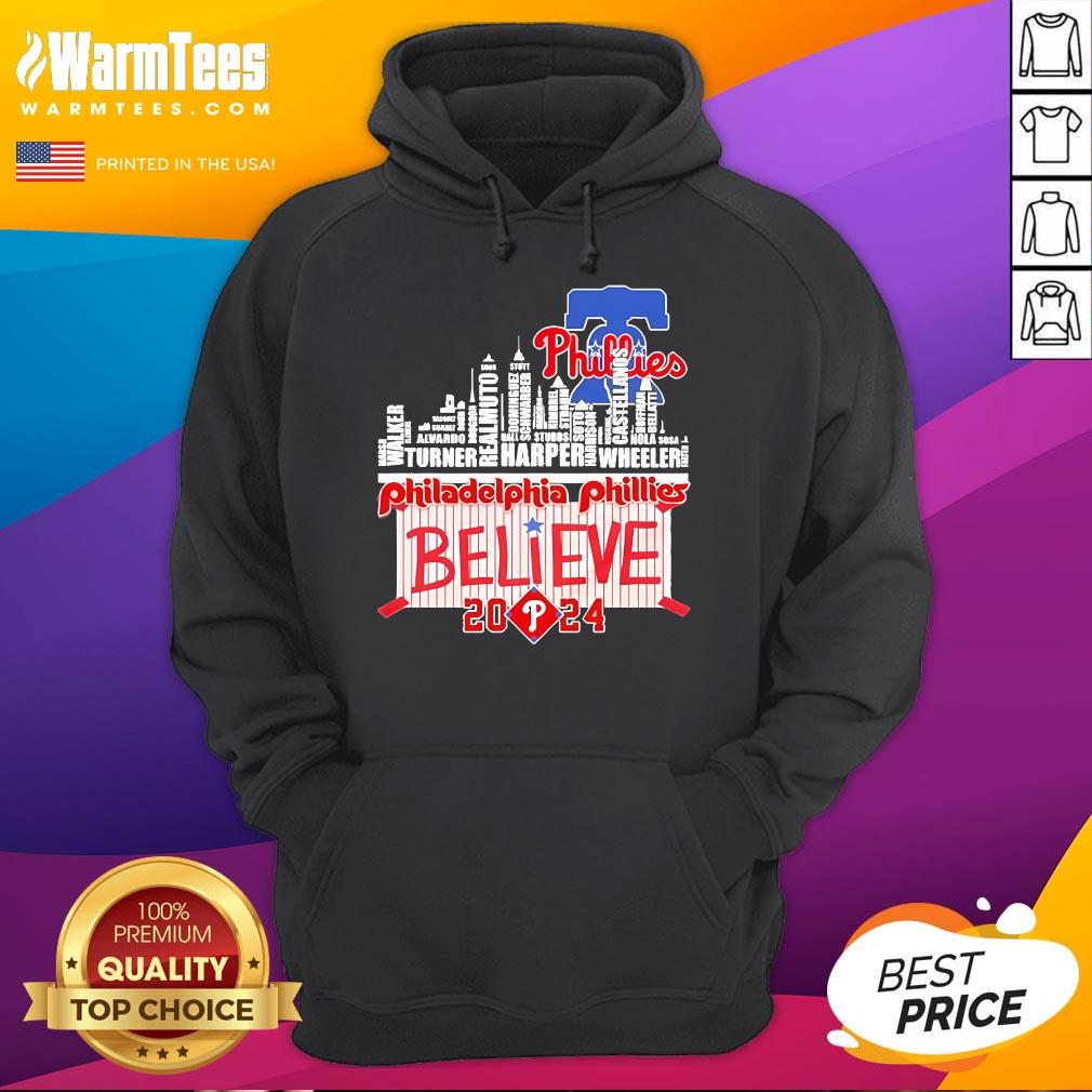 Hot Philadelphia Phillies Skyline Players Name Believe October 2024 T-Shirt - Image 3