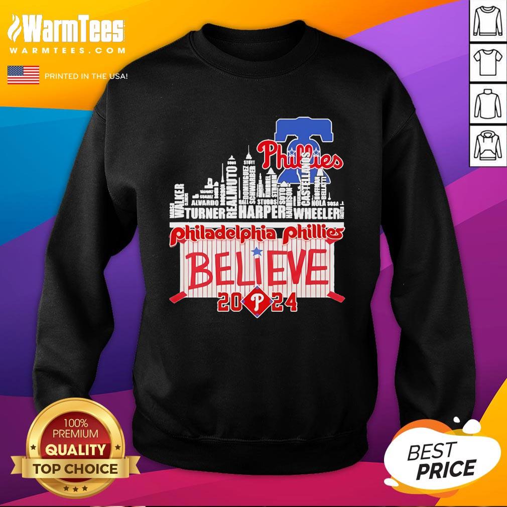 Hot Philadelphia Phillies Skyline Players Name Believe October 2024 T-Shirt - Image 4