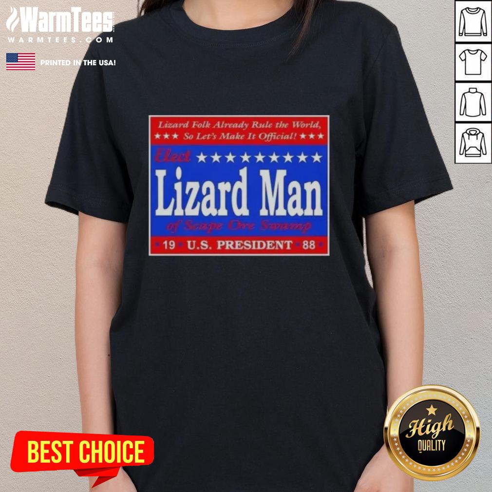 Hot Vote Lizard Man Of Scape Ore Swamp Us President 1988 T-Shirt - Image 3