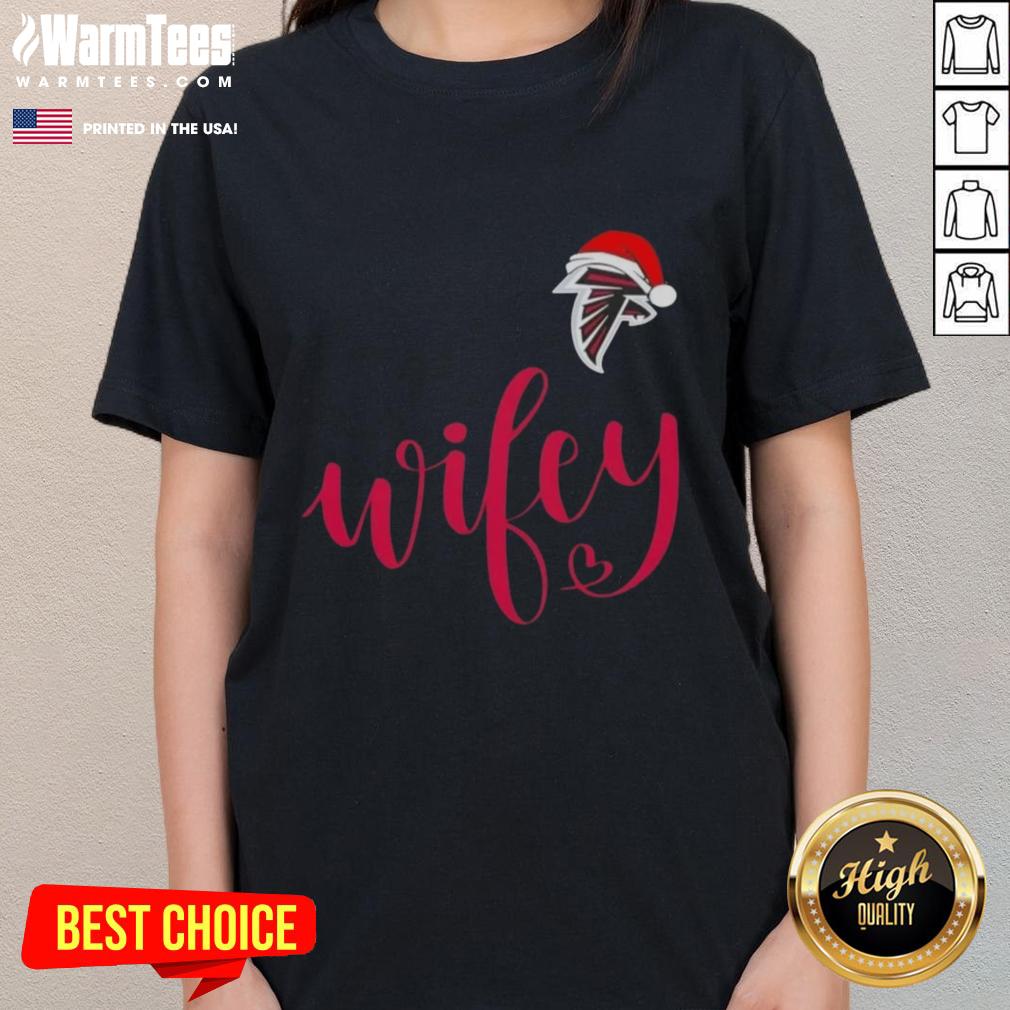 Hot Wifey Atlanta Falcons Santa Hat Merry Christmas T-Shirt - Image 3
