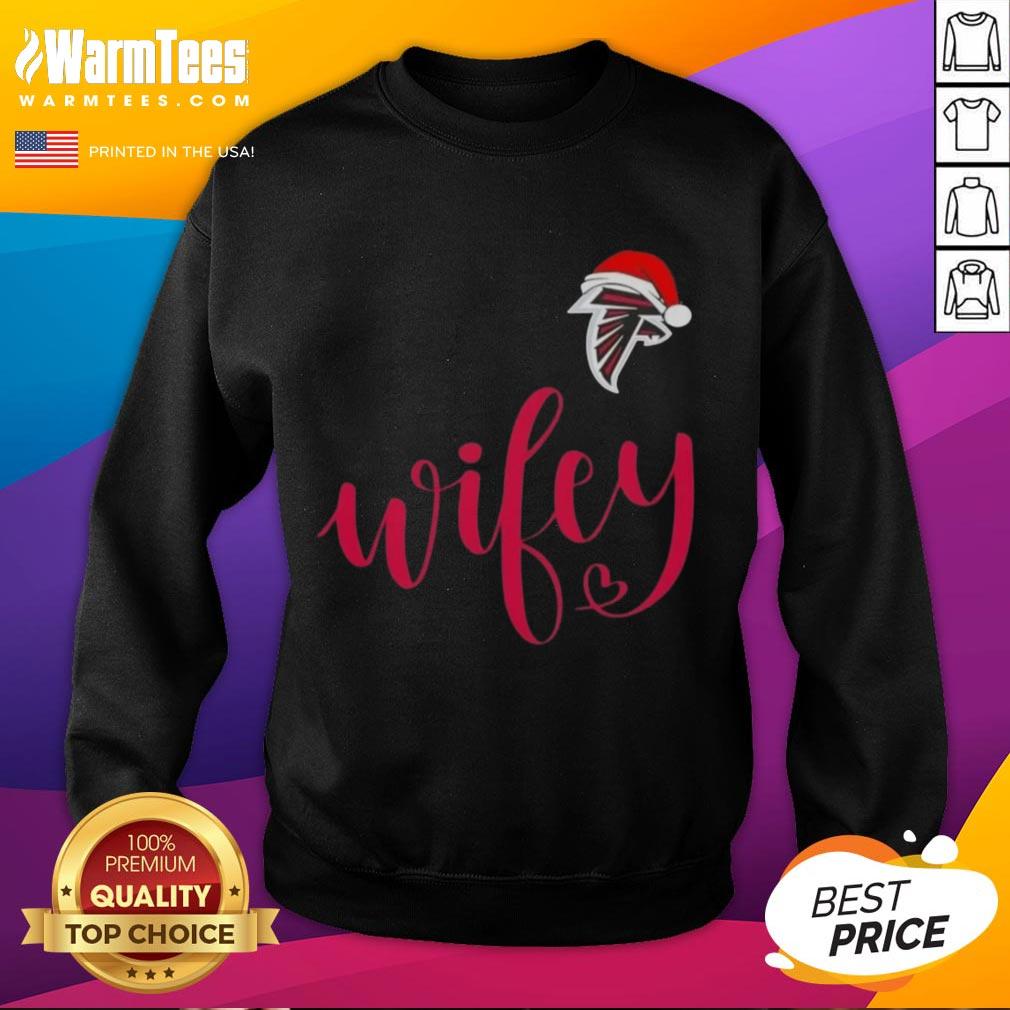 Hot Wifey Atlanta Falcons Santa Hat Merry Christmas T-Shirt - Image 5