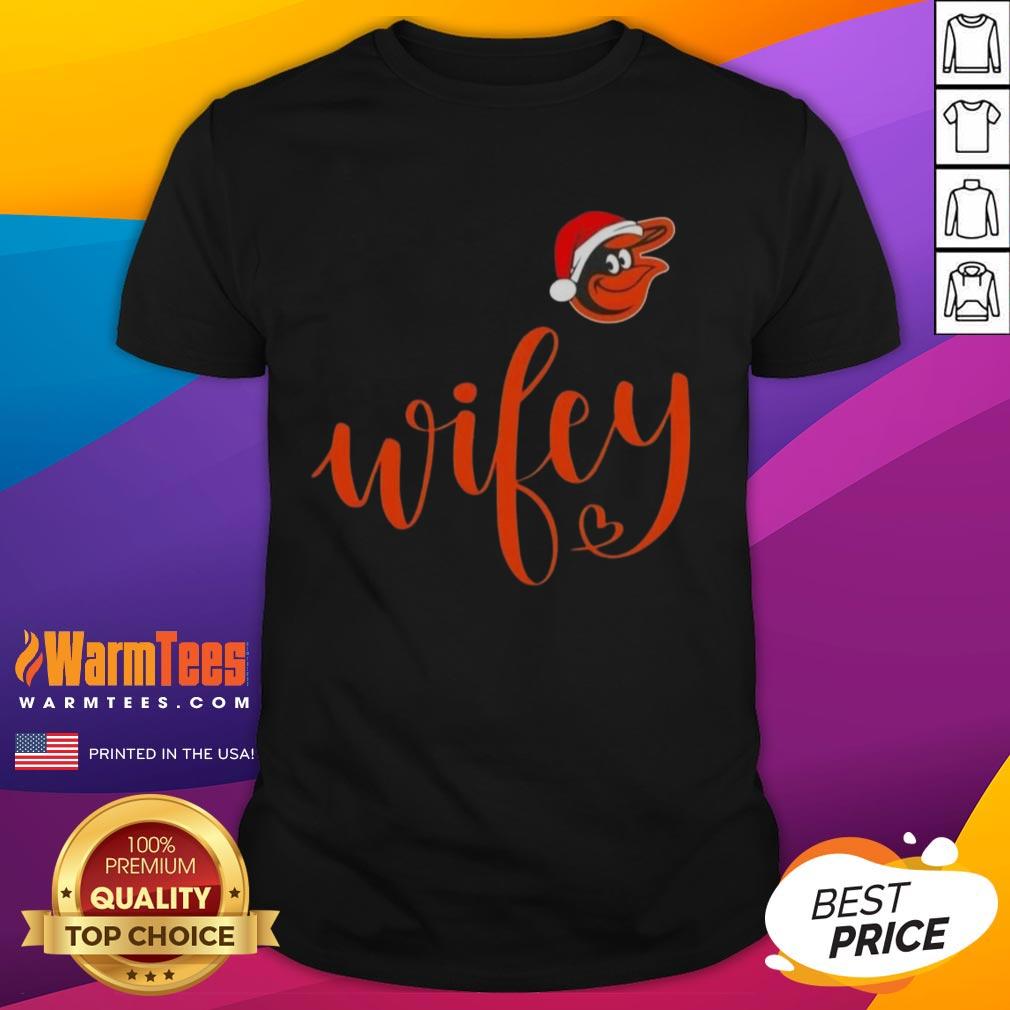 Hot Wifey Baltimore Orioles Santa Hat Merry Christmas T-Shirt