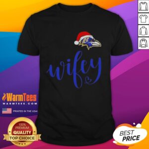 Hot Wifey Baltimore Ravens Santa Hat Merry Christmas T-Shirt