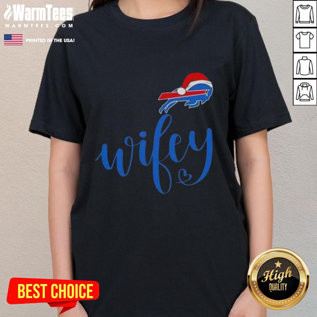Hot Wifey Buffalo Bills Santa Hat Merry Christmas T-Shirt - Image 3