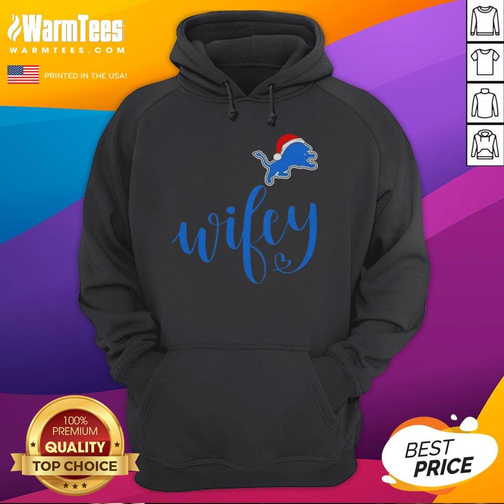 Hot Wifey Detroit Lions Santa Hat Merry Christmas T-Shirt - Image 2
