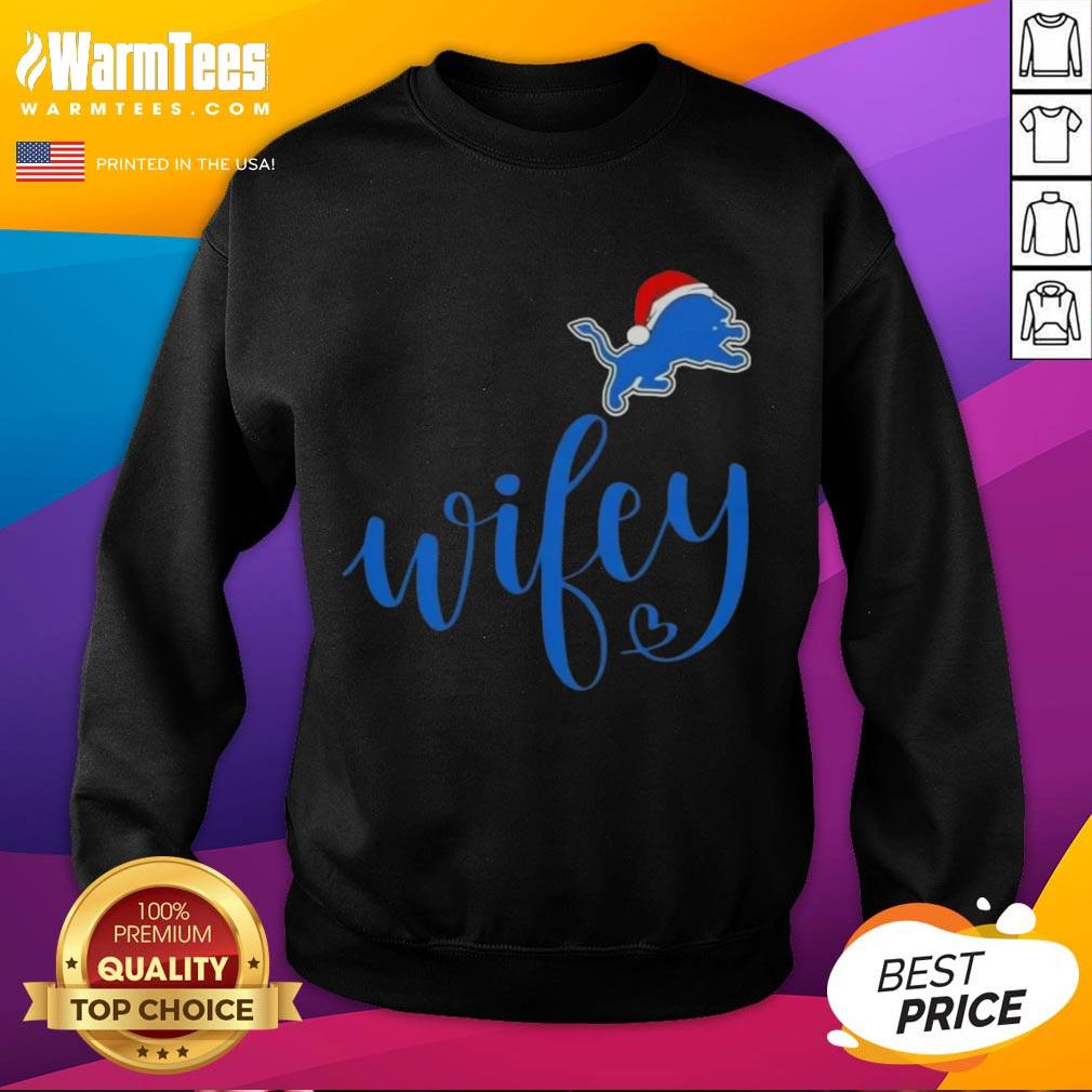 Hot Wifey Detroit Lions Santa Hat Merry Christmas T-Shirt - Image 5
