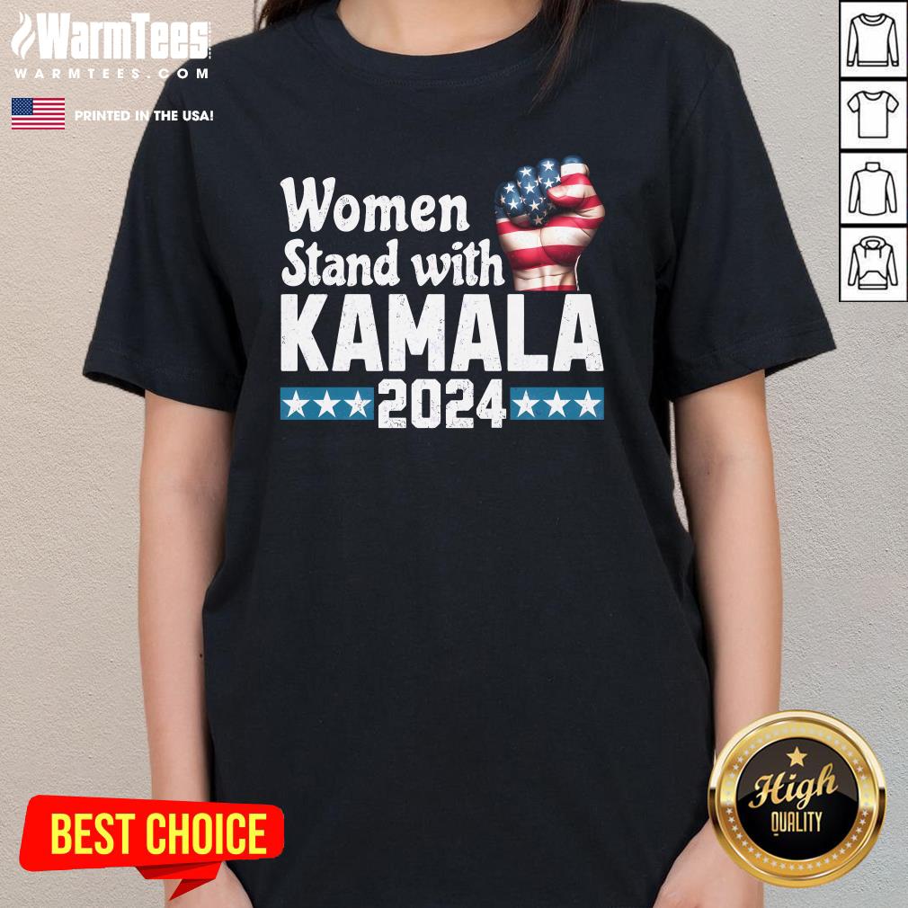Hot Women Stand With Kamala Harris 2024 US Election T-Shirt - Image 2