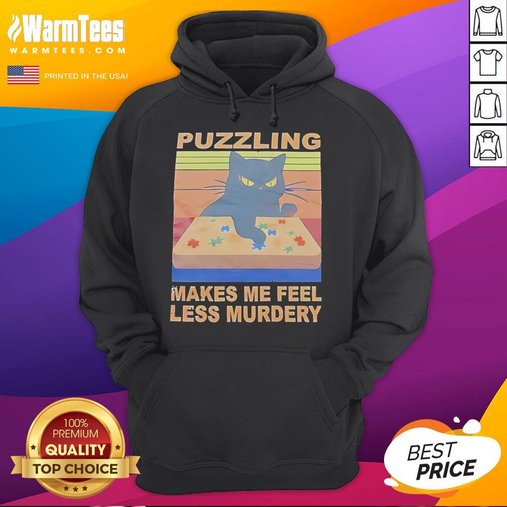 Nice Black Cat Puzzling Makes Me Feel Less Murdery T-Shirt - Image 2