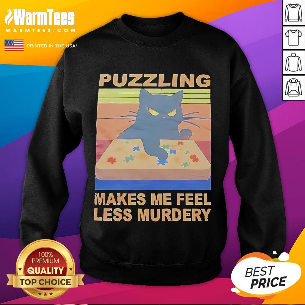 Nice Black Cat Puzzling Makes Me Feel Less Murdery T-Shirt - Image 5