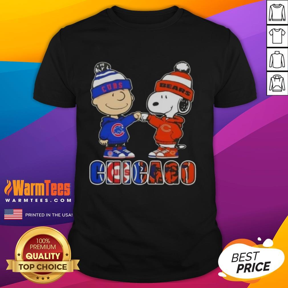 Nice Charlie Brown Fist Bump Snoopy Chicago City Sports Cubs X Bears T-Shirt