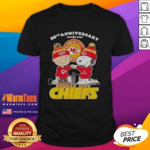 Nice Charlie Brown Touch Hand Snoopy X Kansas City Chiefs 66th Anniversary 1960 2026 Skyline T-Shirt