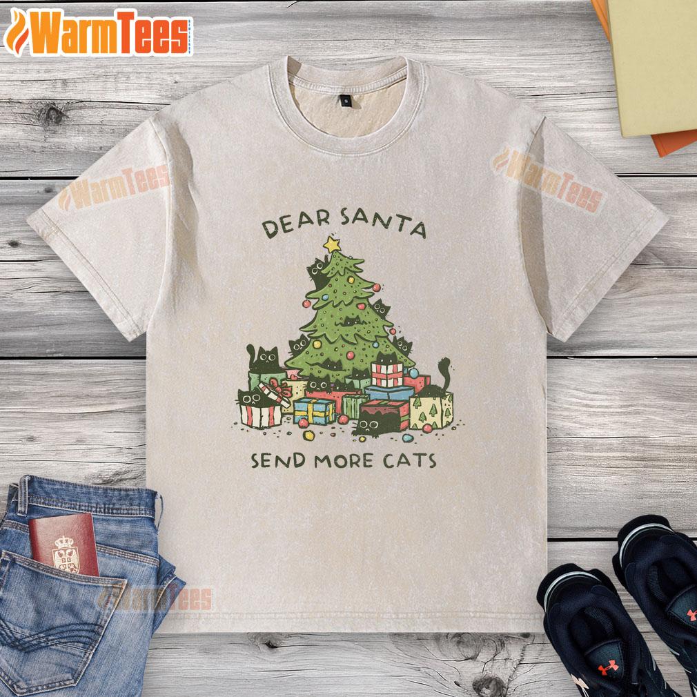 Nice Dear Santa Send More Cats Christmas Tree T-Shirt - Image 6