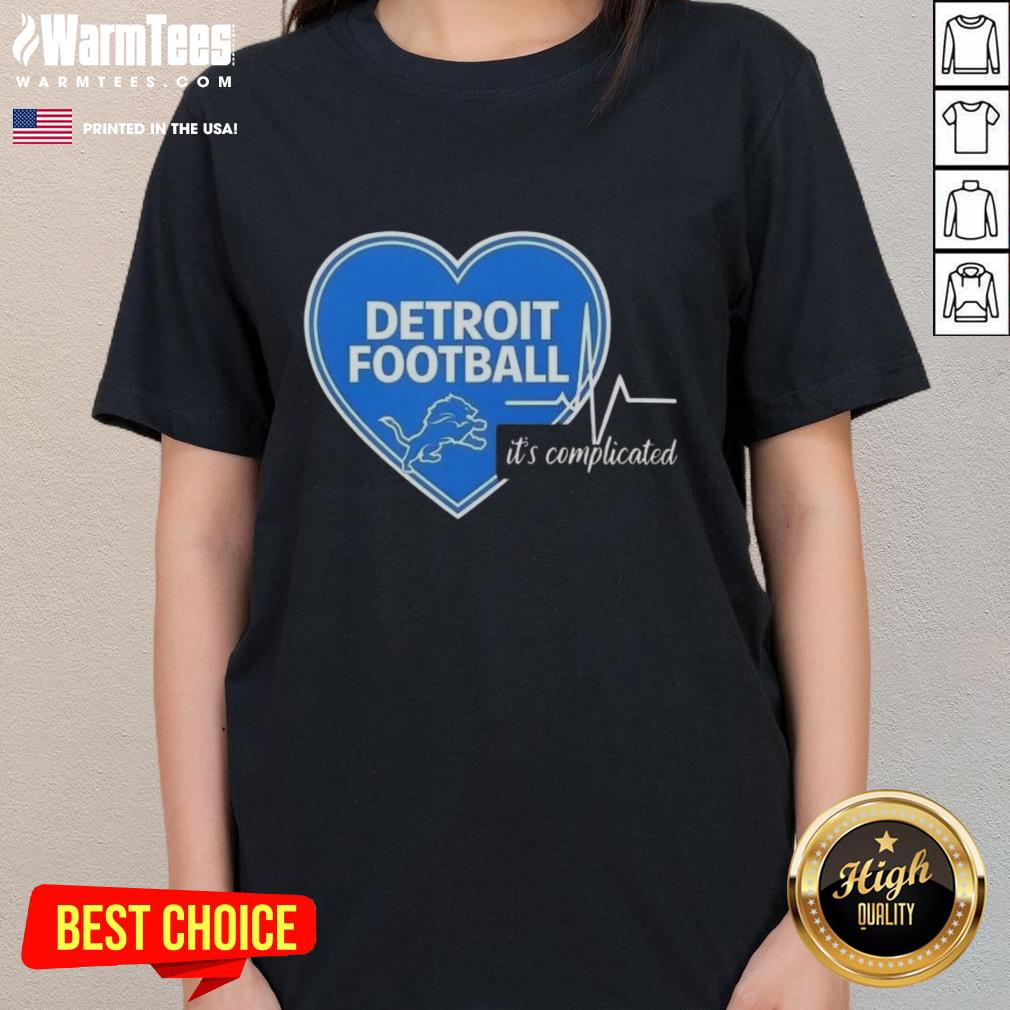 Nice Detroit Lions Football Heartbeat It's Complicated T-Shirt - Image 3