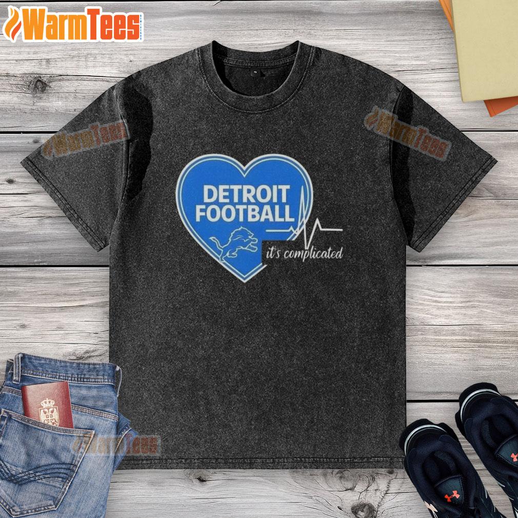Nice Detroit Lions Football Heartbeat It's Complicated T-Shirt - Image 6