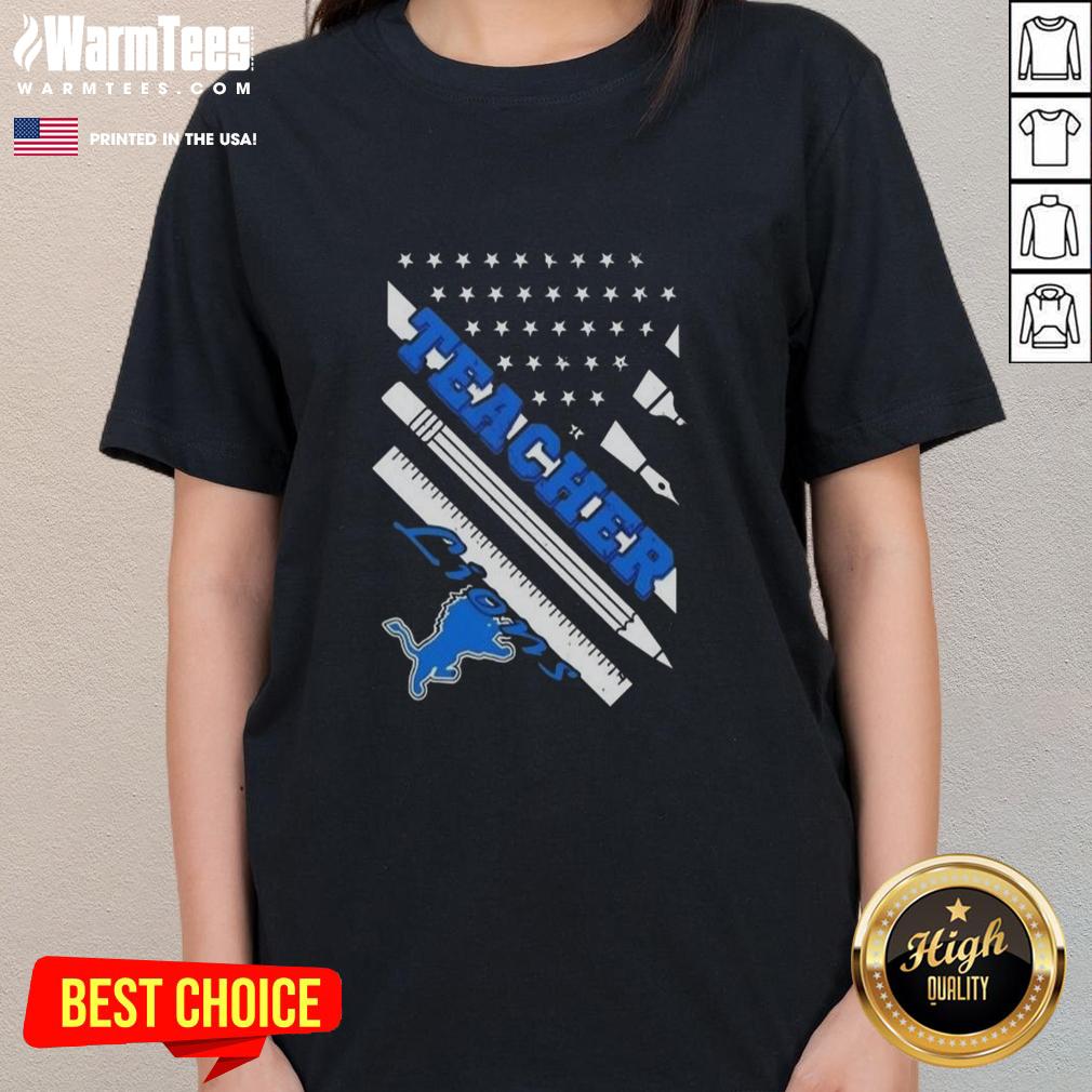 Nice Detroit Lions Football X Teacher American Flag T-Shirt - Image 3