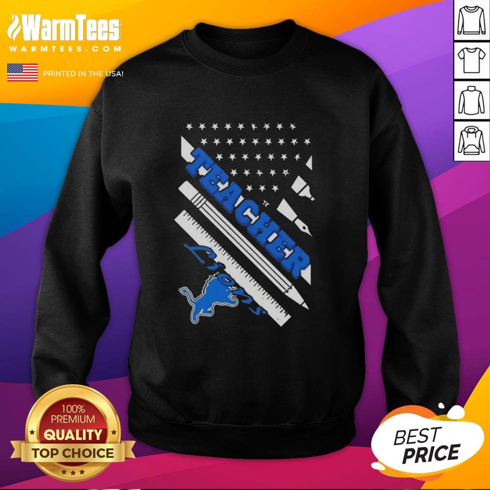 Nice Detroit Lions Football X Teacher American Flag T-Shirt - Image 5