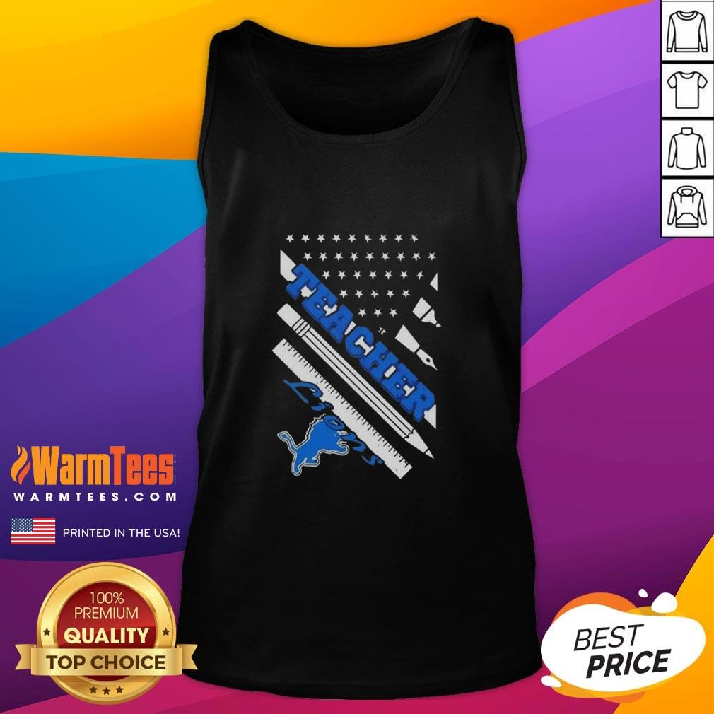 Nice Detroit Lions Football X Teacher American Flag T-Shirt - Image 4