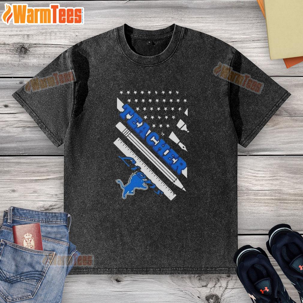 Nice Detroit Lions Football X Teacher American Flag T-Shirt - Image 6