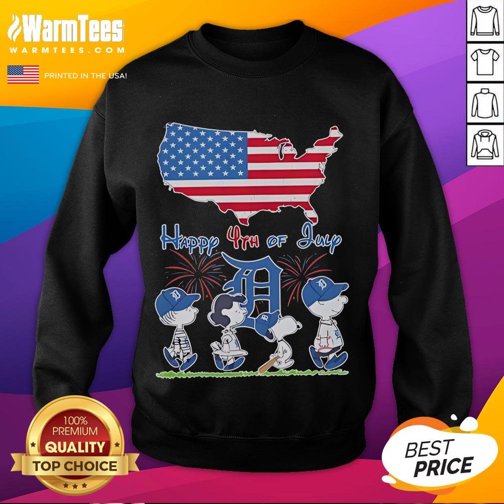 Nice Detroit Tigers Snoopy And Friends Happy 4th Of July Flag American T-Shirt - Image 5