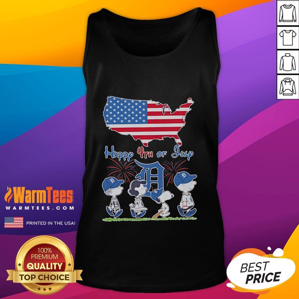 Nice Detroit Tigers Snoopy And Friends Happy 4th Of July Flag American T-Shirt - Image 4