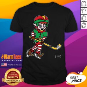 Nice Elf Hockey Player Christmas Pajama Cool Sport Xmas Holiday T-Shirt