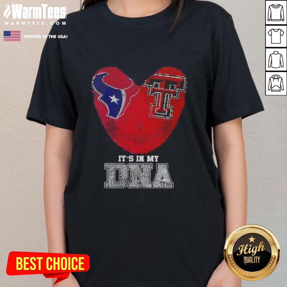 Nice Fingerprints Houston Texans X Texas Tech Red Raiders It's In My Dna T-Shirt - Image 3