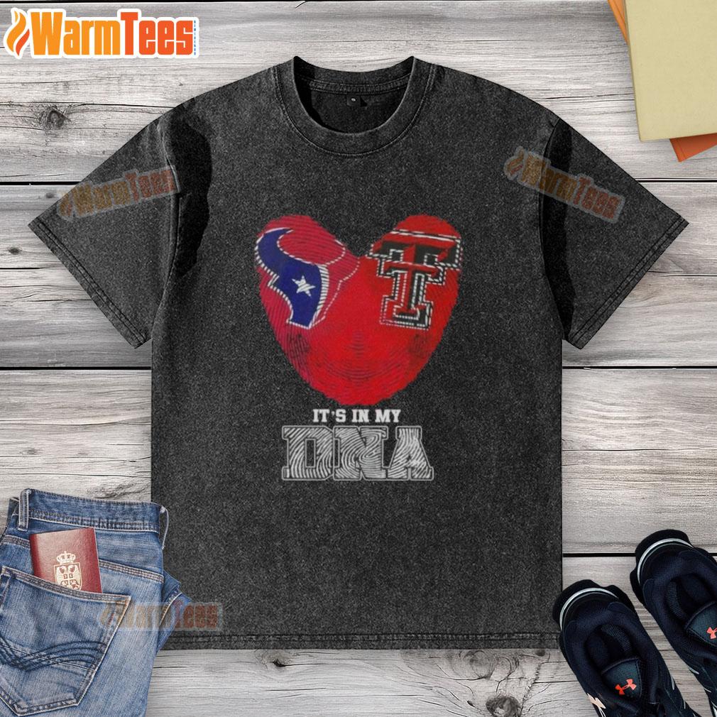 Nice Fingerprints Houston Texans X Texas Tech Red Raiders It's In My Dna T-Shirt - Image 6