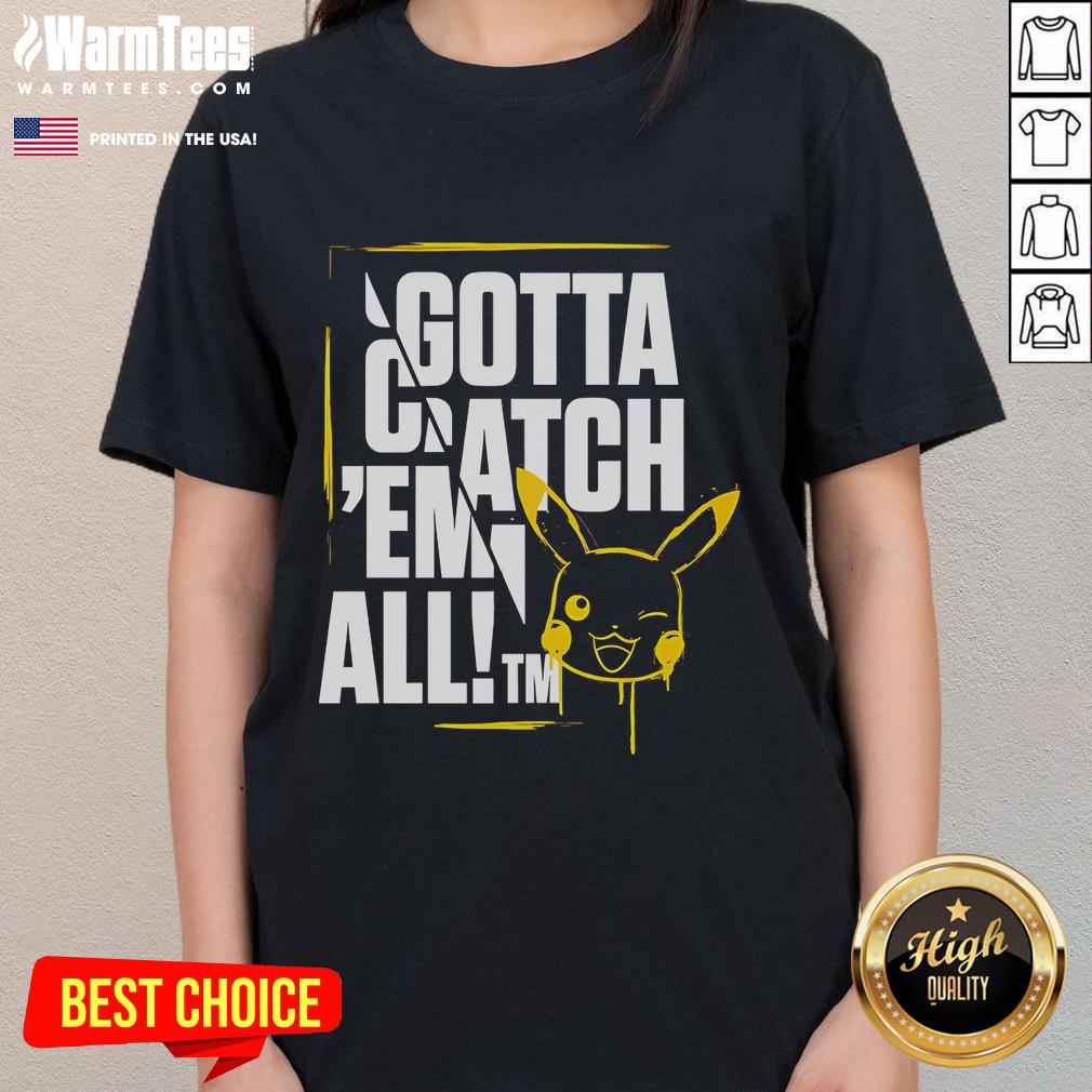 Nice Gotta Catch Em All Pikachu Art Cropped Graphic T-Shirt - Image 3
