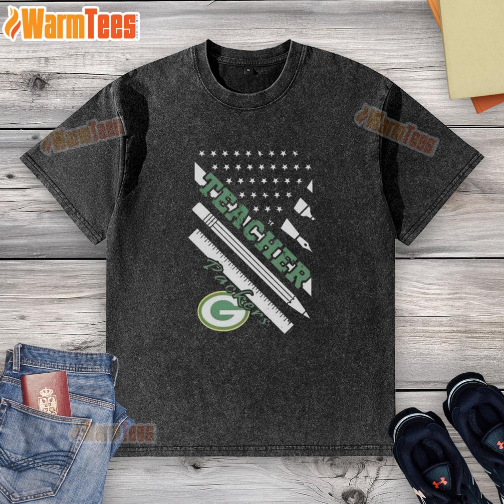 Nice Green Bay Packers Football X Teacher American Flag T-Shirt - Image 6