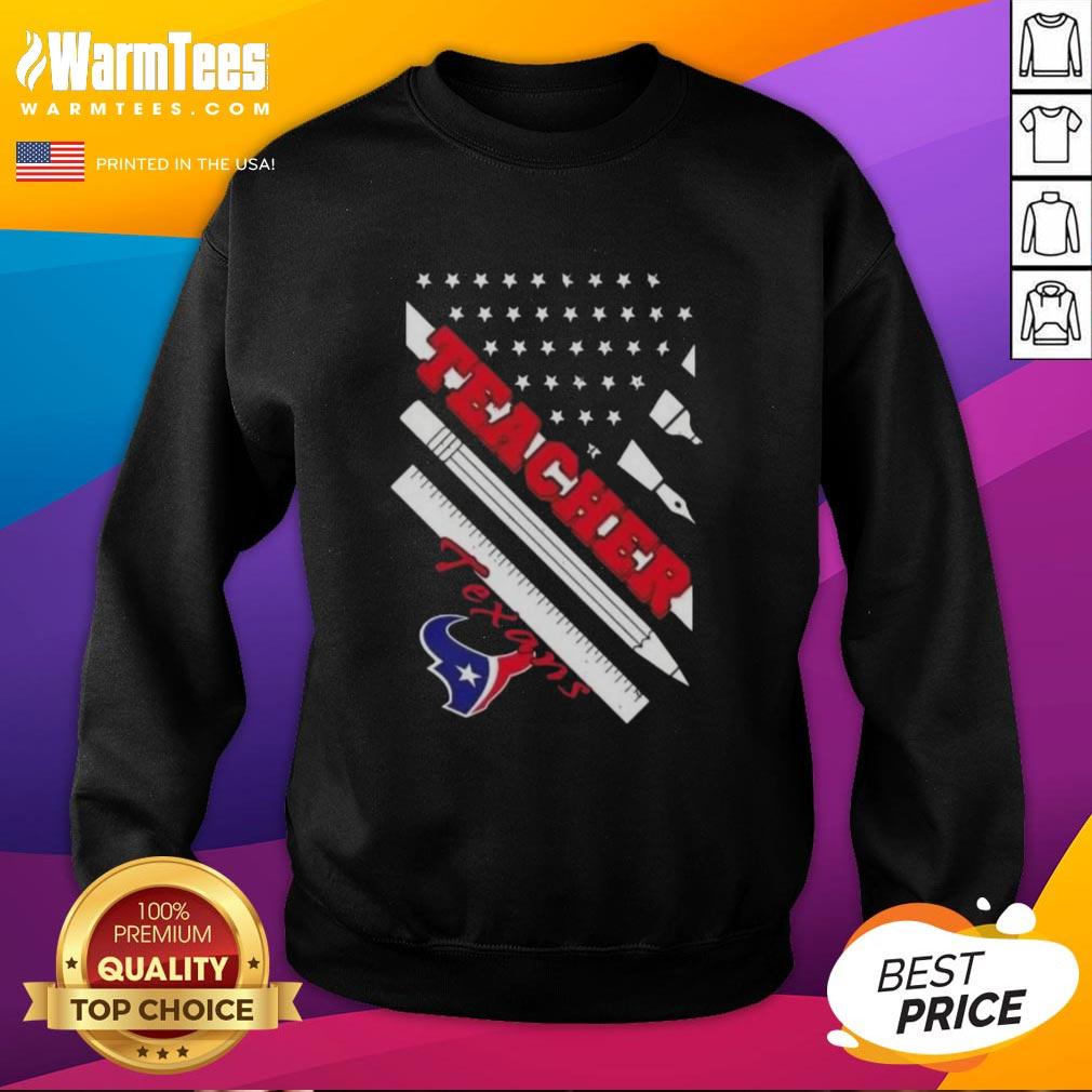 Nice Houston Texans Football X Teacher American Flag T-Shirt - Image 5